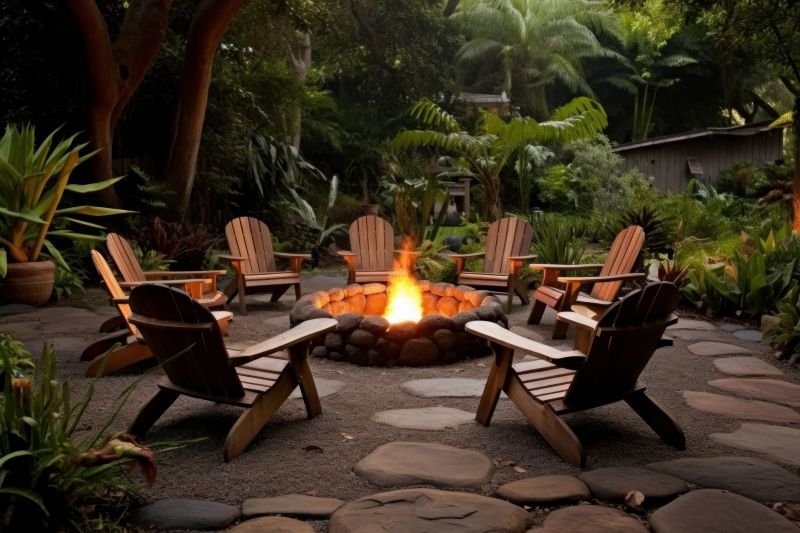 Large Flagstone Patio with Fire Pit